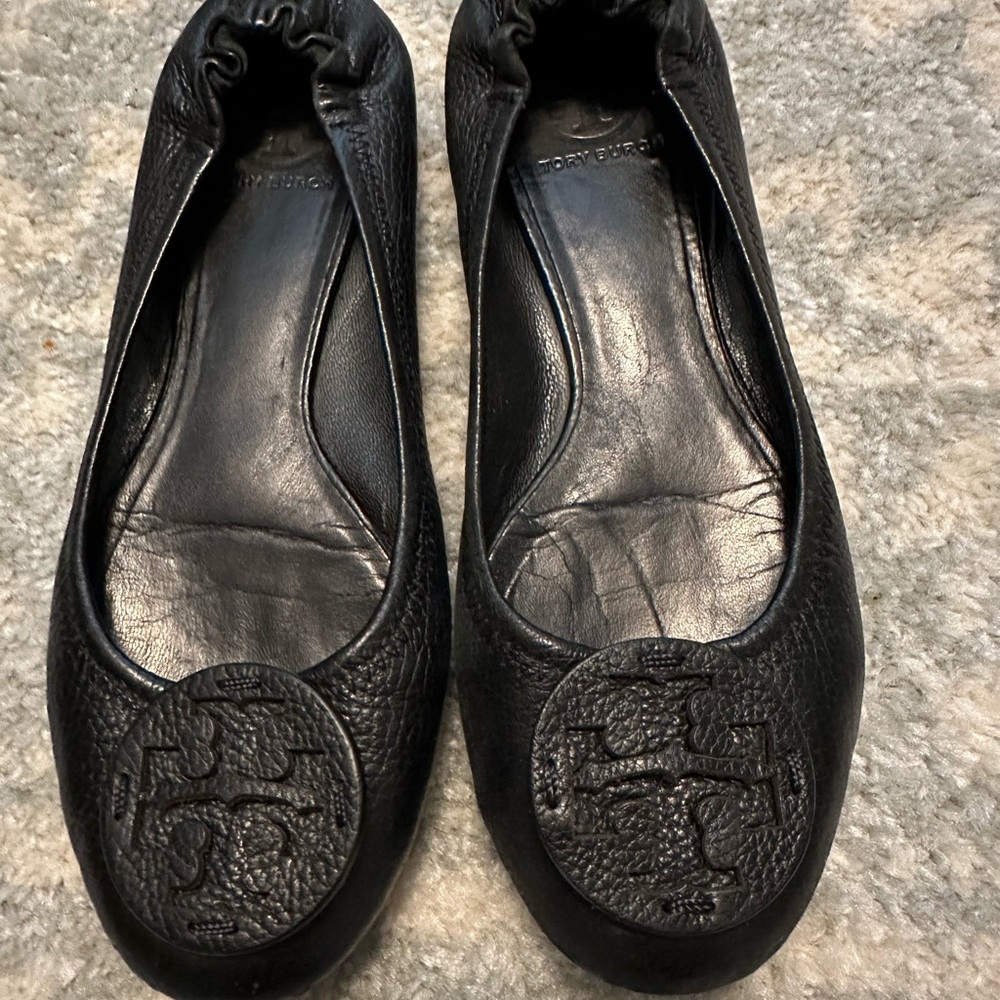 Tory Burch Black Textured Flats